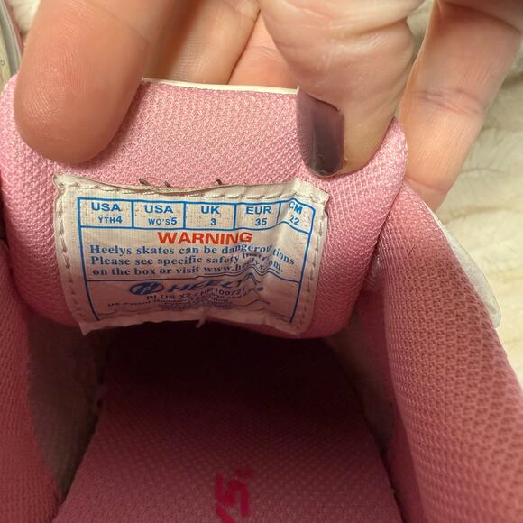 Heelys Pink White Girls Double‎ Wheels Shoes Size Youth 4 - Picture 7 of 11